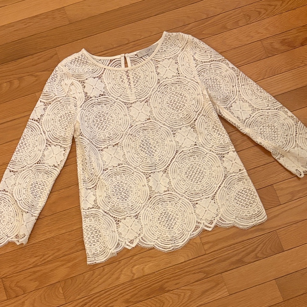 LOFT Ivory Lace Top